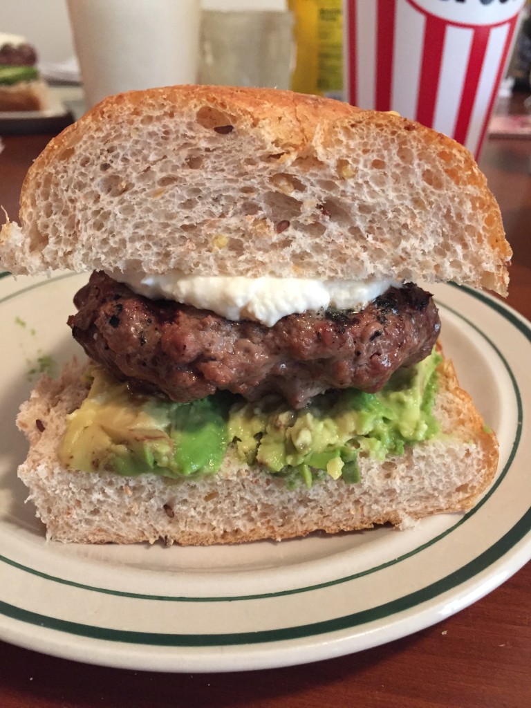 Brookview Beef burger with goats cheese and avocado, SO good!