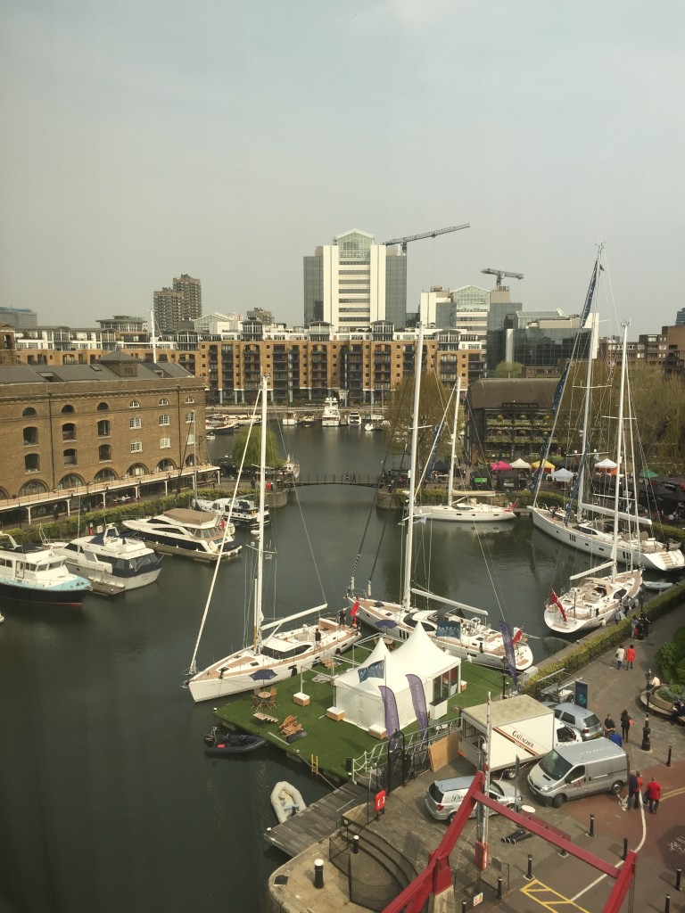 The view from my hotel room- St Katharines Docks