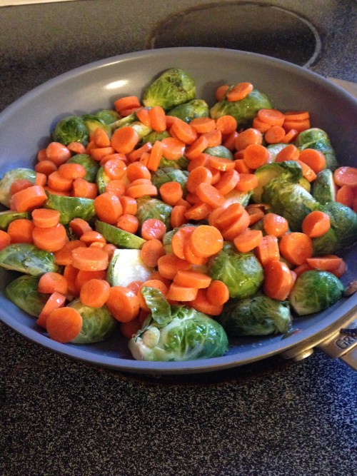 Honey Sautéed Brussels sprouts and carrots