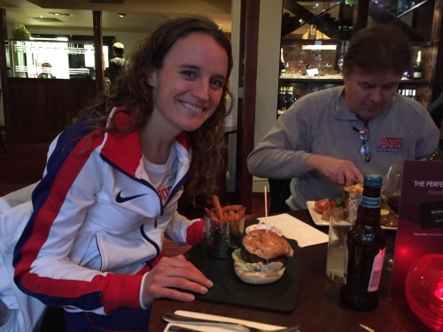 Tina Muir Burger Elite Runner Eat After Race