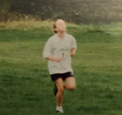 Possibly the first running photo of me.....explains why it has been so hard for me to bring my chin down all these years later- sorry Drew!