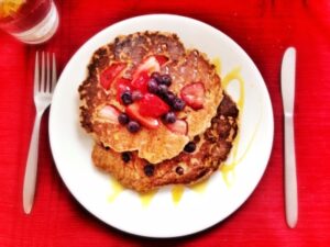 Hearty Greek Yogurt Oatmeal Pancakes are perfect for post run refueling!