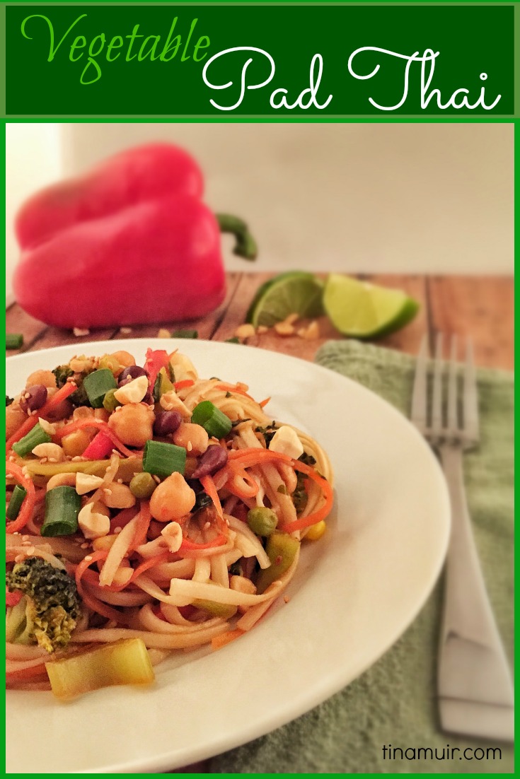 This vegetarian pad thai a great recovery meal for runners, made by elite runner Tina Muir.