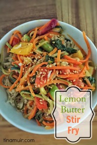 Elite runner Tina Muir shares a new twist on the traditional stir fry by spiralizing the vegetables, and adding a lemon butter sauce. Butter is good for you, despite what we have been made to believe, and this is a delicious, healthy meal to enjoy with the vegetables of your choice.