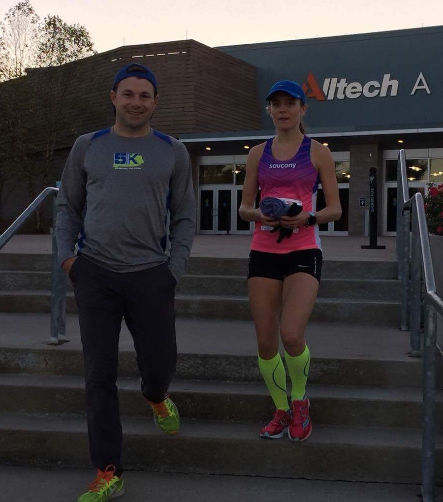 Tim and I walking to the start line...apparently I was deep in conversation